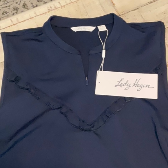 NWT Lady Hagen Clubhouse Front Ruffle Sleeveless Polo - Picture 2 of 7